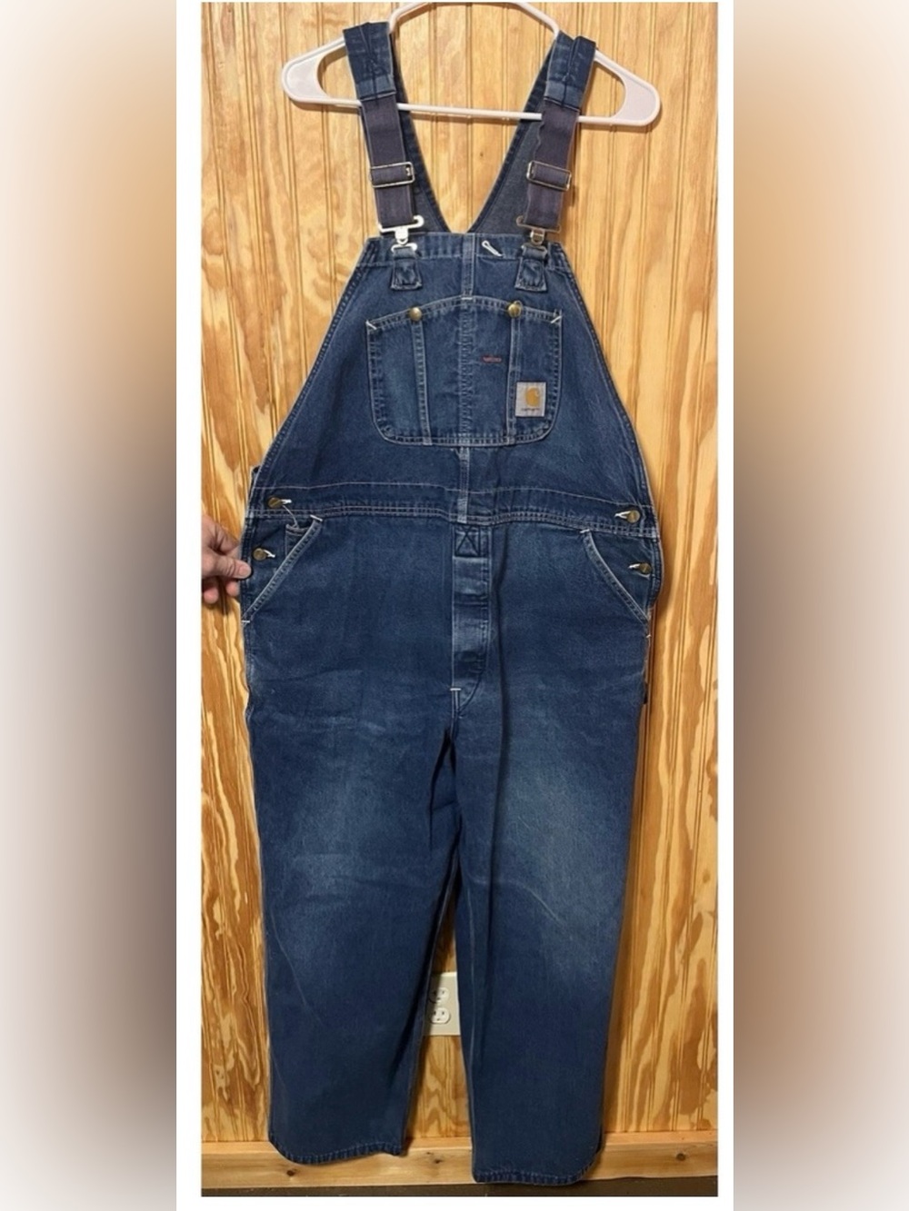 Vintage 2002 Carhartt Men's Blue Denim Cargo Overalls